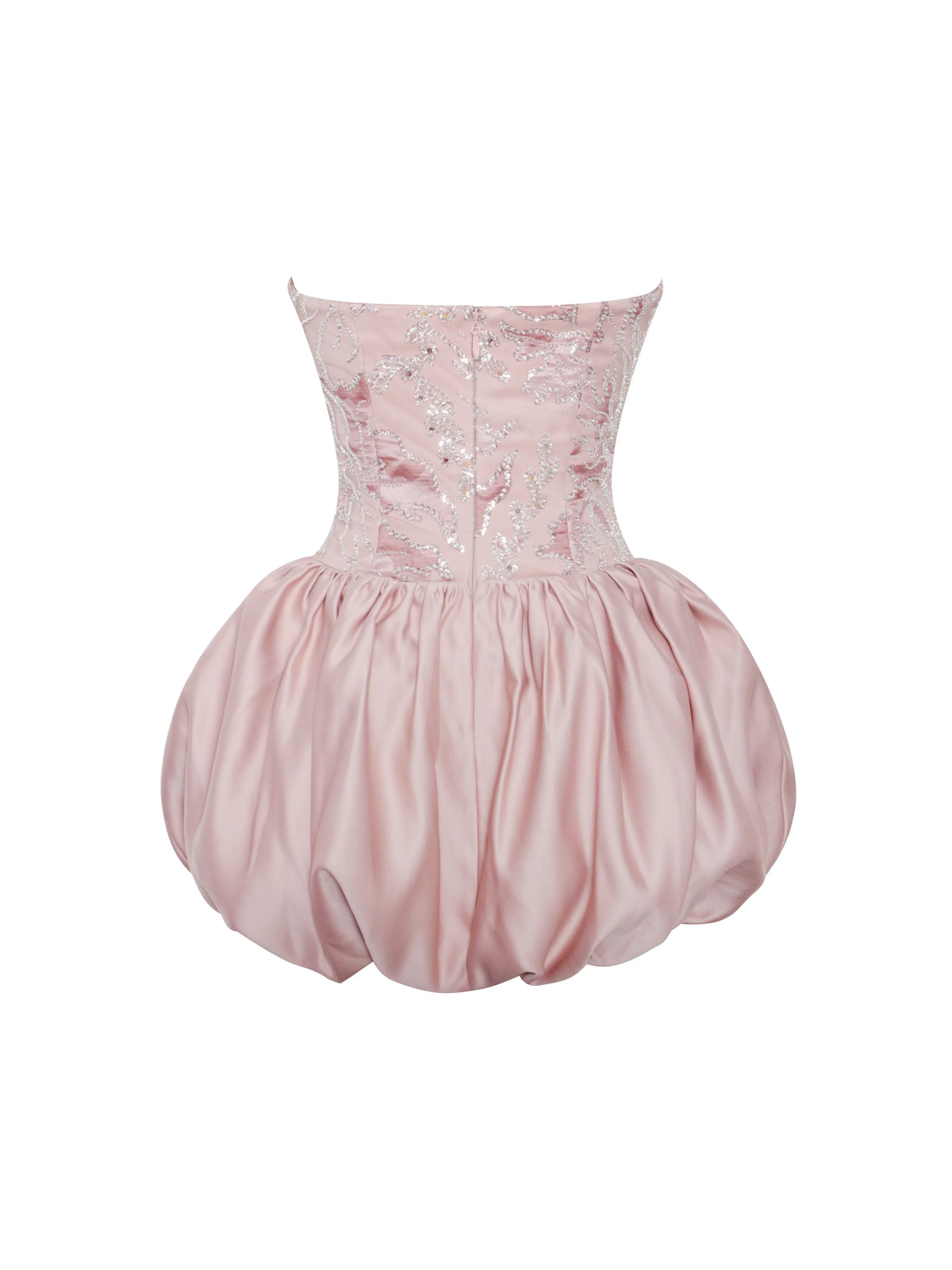 Palesa Pink Ballet Style Embroidered Bubble Hem Mini Dress