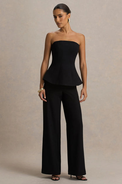 Silvia Black Straight Leg Trousers