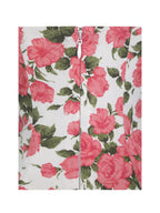 Wilfreda Blooming Pink Floral Linen Sweetheart Midi Dress