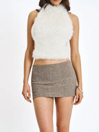 Osira Taupe Low Waisted Micro Skort
