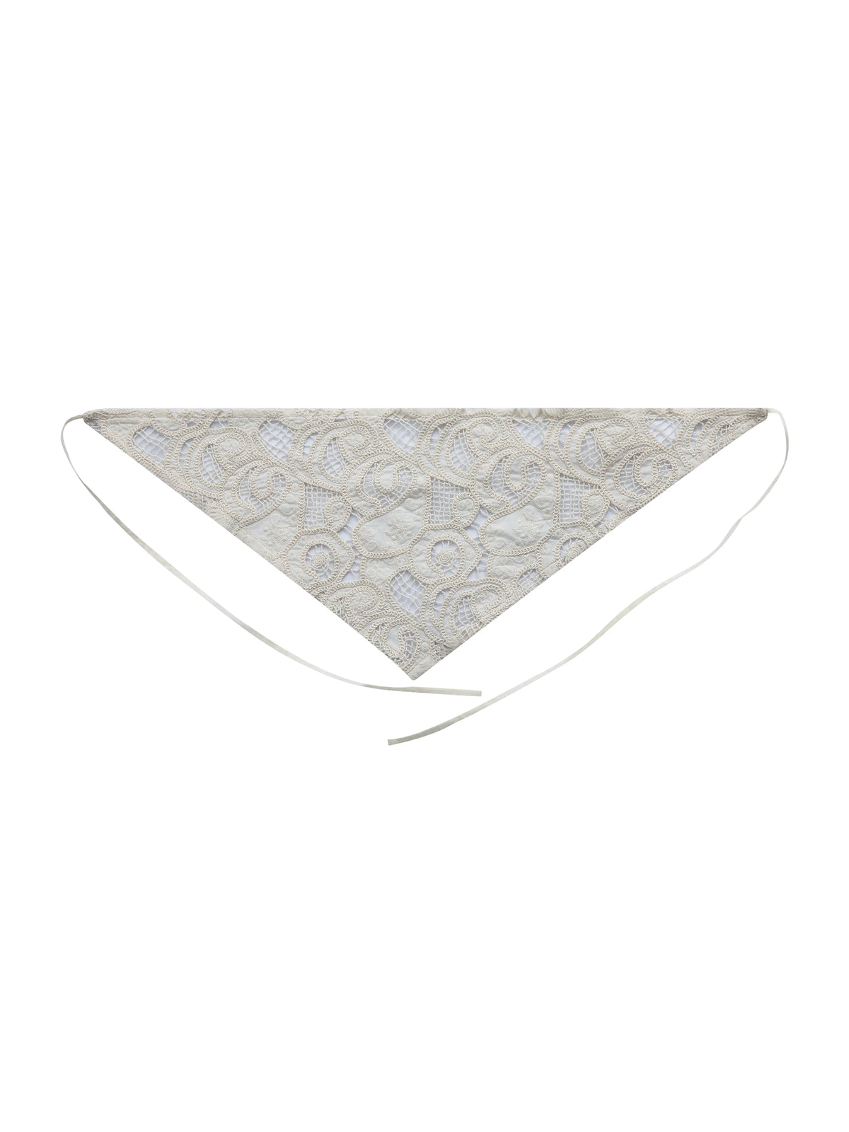 Janie Beige Cotton Lace Triangle Head Scarf