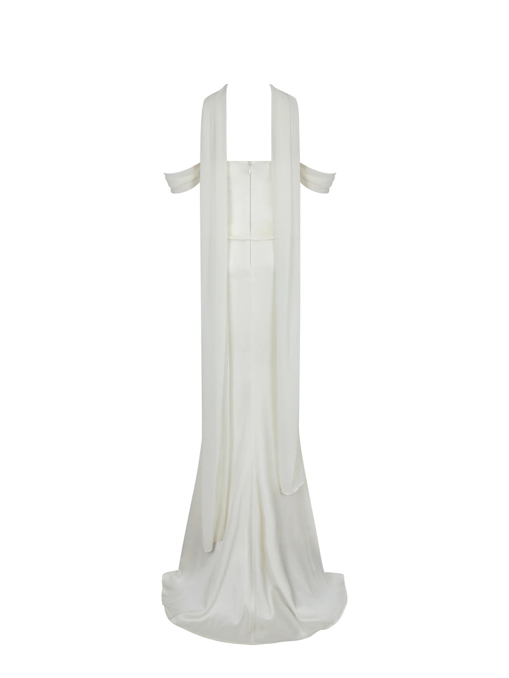 Jessalyn Ivory Sweetheart Peplum Mermaid Wedding Dress with Chiffon Scarf