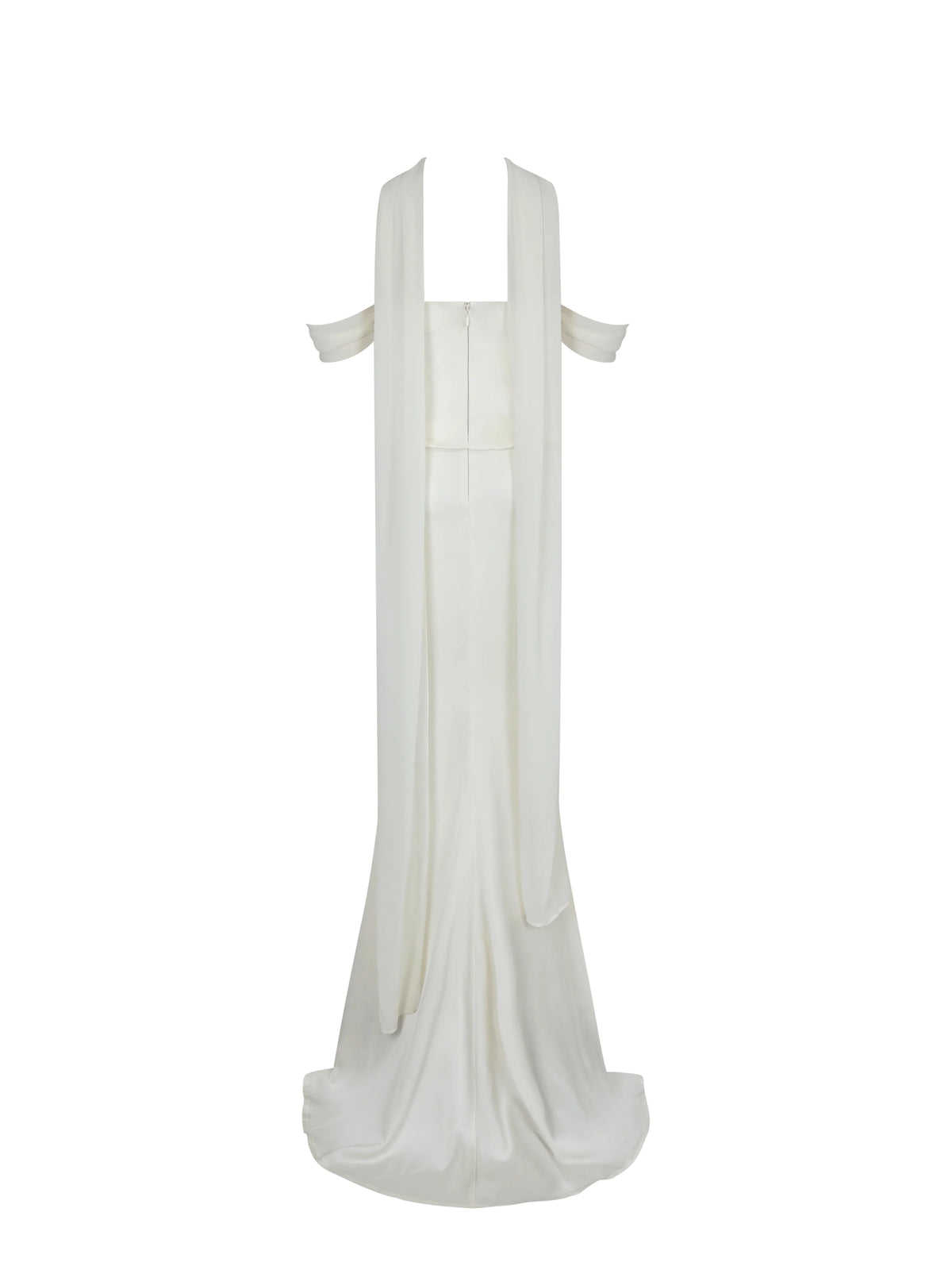 Jessalyn Ivory Sweetheart Peplum Mermaid Wedding Dress with Chiffon Scarf