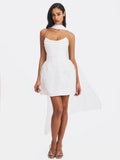 Tressa White Beaded Mesh Strapless Mini Wedding Dress