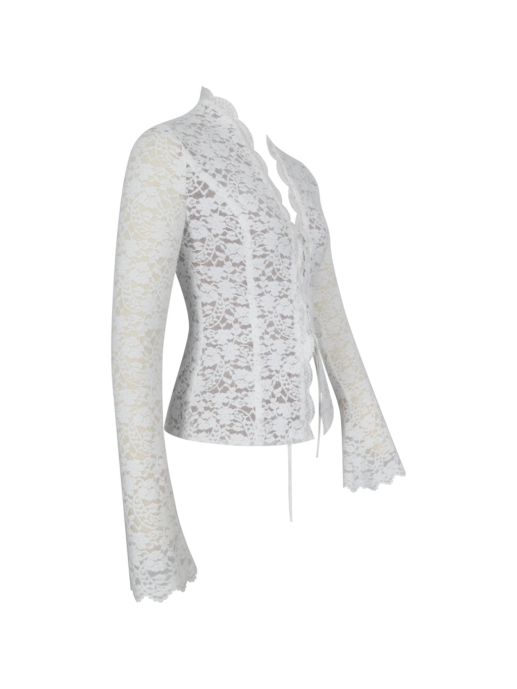 Prynn White Brushed Lace Front Tie Top