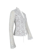 Prynn White Brushed Lace Front Tie Top