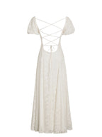 Pandora White Bubble Sleeve Backless Maxi Dress