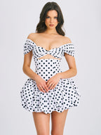 Umika Polka Dot Cotton Poplin Bubble Hem Mini Dress