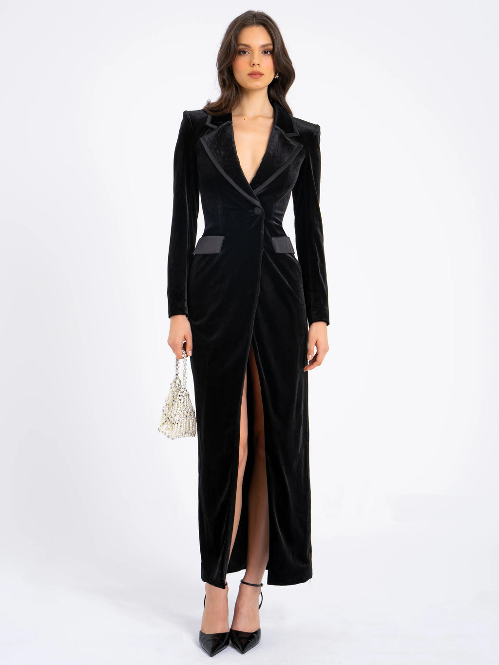 Willow Velvet High Slit Blazer Gown Archive Sale