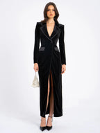 Willow Velvet High Slit Blazer Gown Archive Sale
