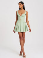 Tala Pistachio Green Sleeveless Pleated Preppy Mini Dress Archive Sale