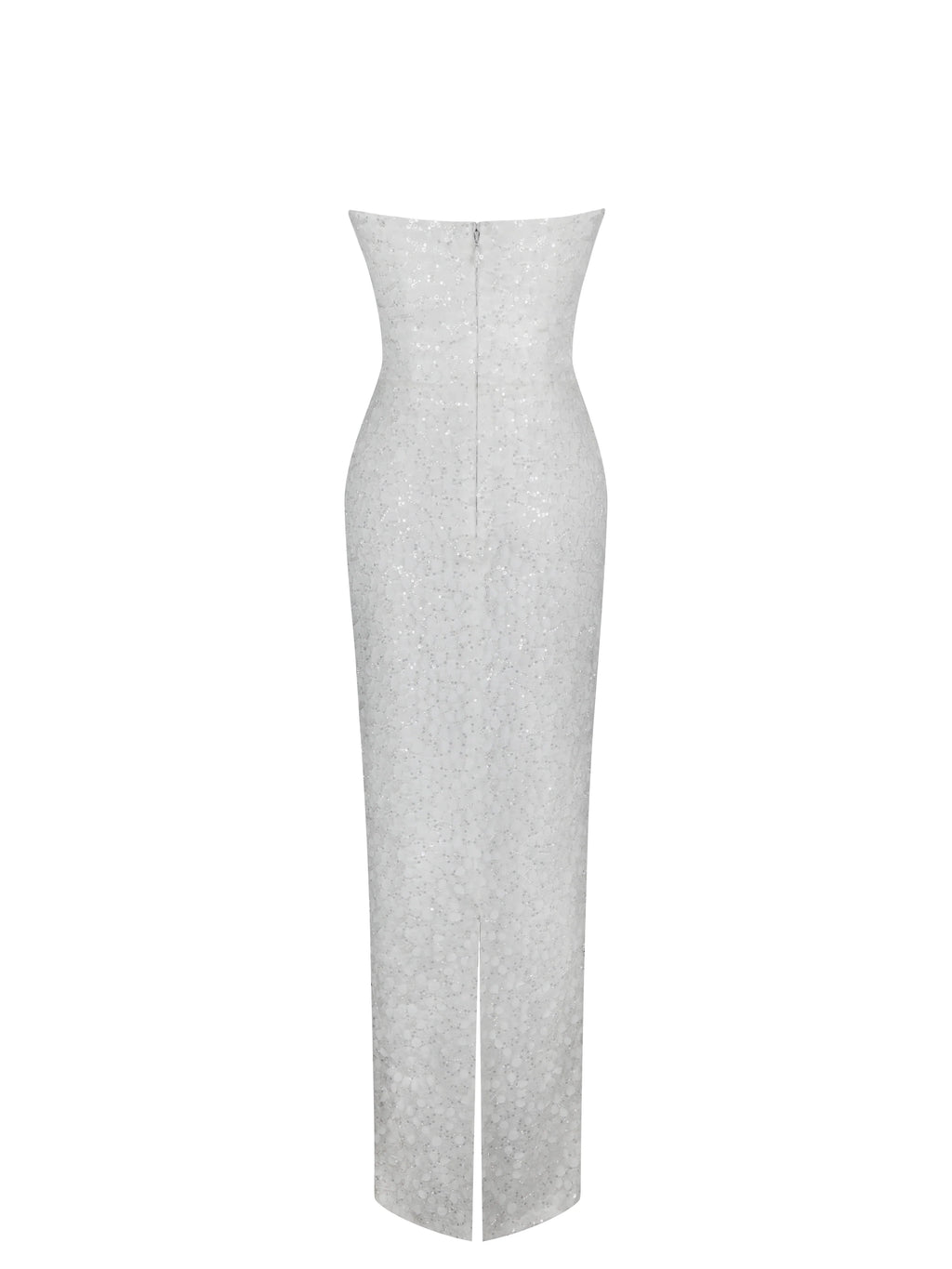 Myra White Beaded Mesh Strapless Wedding Dress
