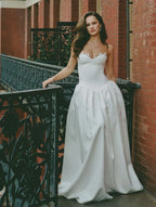 Naila Lace Trim Strapless Drop Waist Wedding Gown
