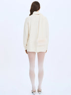 Orla White Wool Blend Ribbed Knit Cardigan