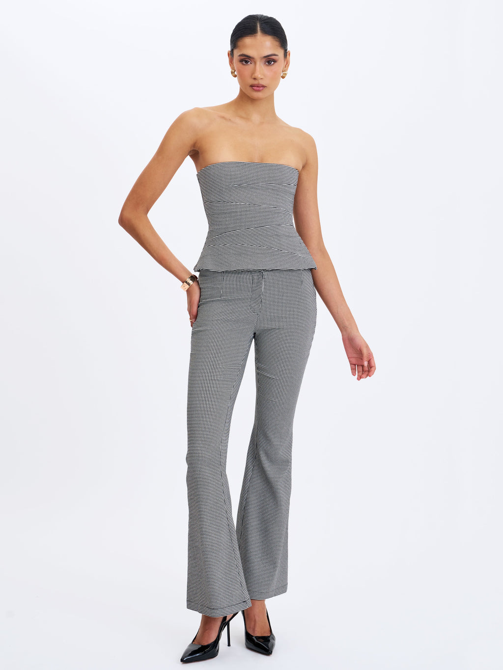 Ulli Micro Houndstooth Flared Pants