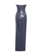Ramona Navy Sequin Strapless High Slit Maxi Dress Archive Sale