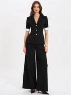 Aleeza Black Wide Leg Suit Pants