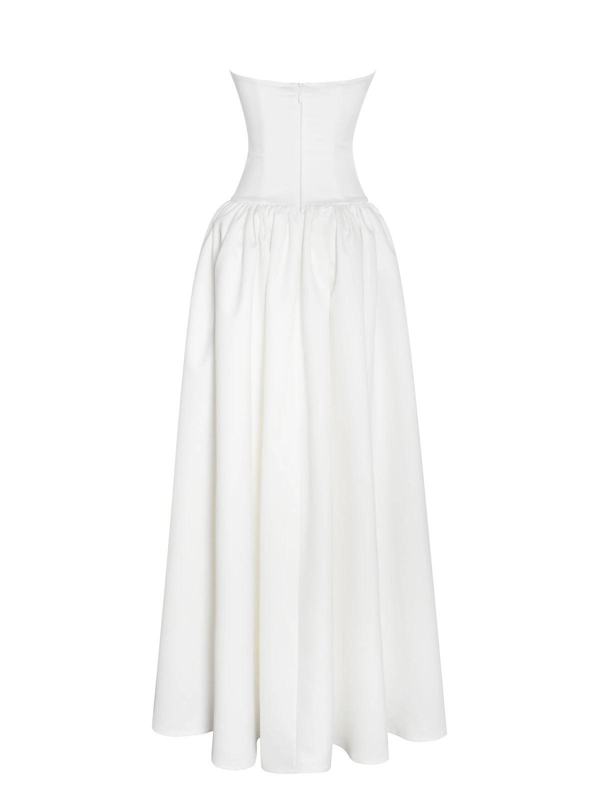 Umay White Drop Waist Satin Corset Bridal Gown
