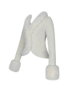 Adrian Cream Soft Leather Fur Trimmed Top