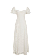 Pandora White Bubble Sleeve Backless Maxi Dress