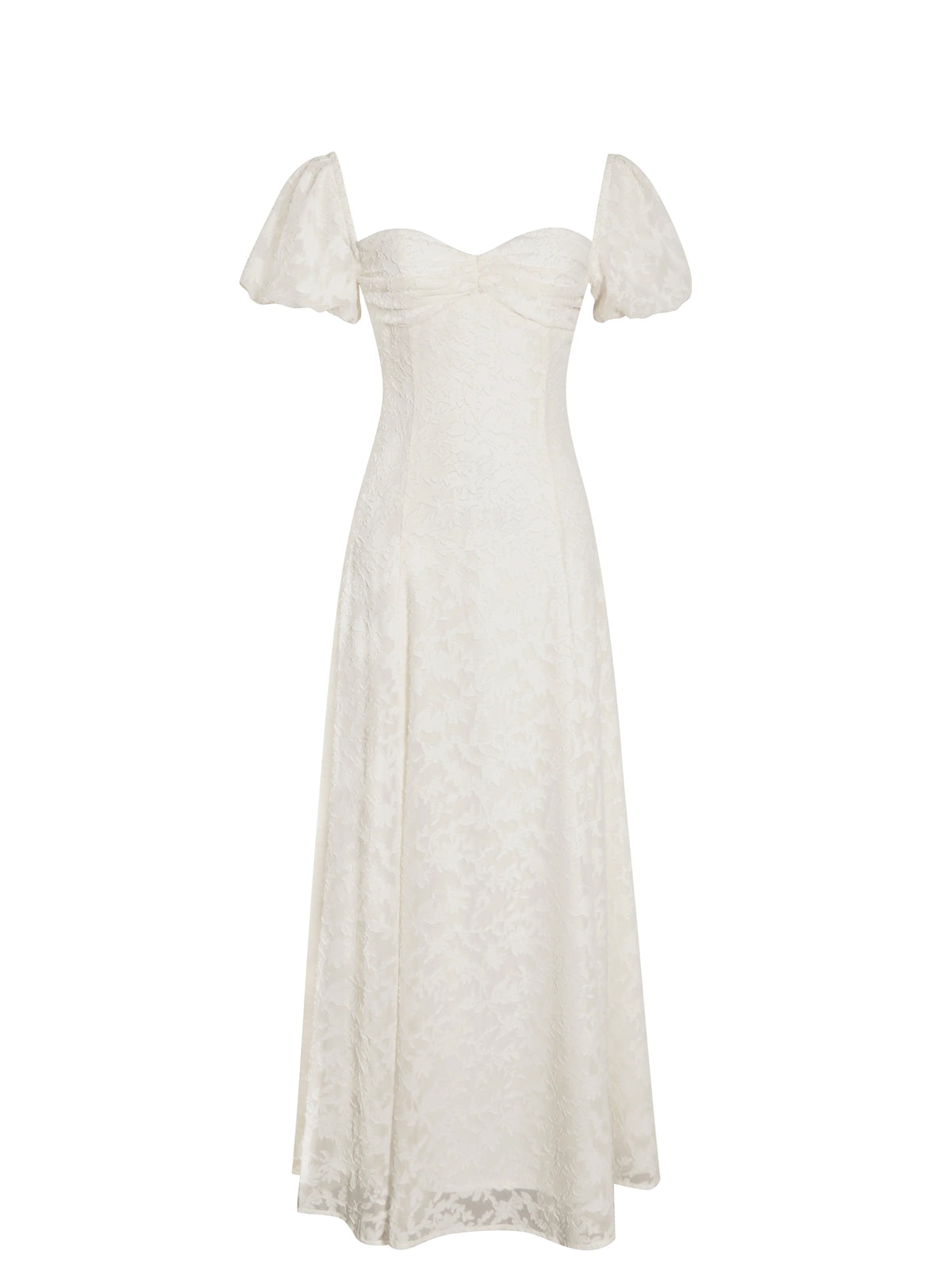 Pandora White Bubble Sleeve Backless Maxi Dress