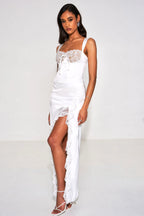Freddie White Lace Satin Maxi Corset Dress