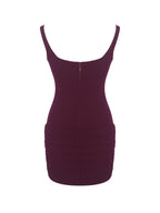 Tori Wine Red Pleated Mini Dress with Chiffon Scarf
