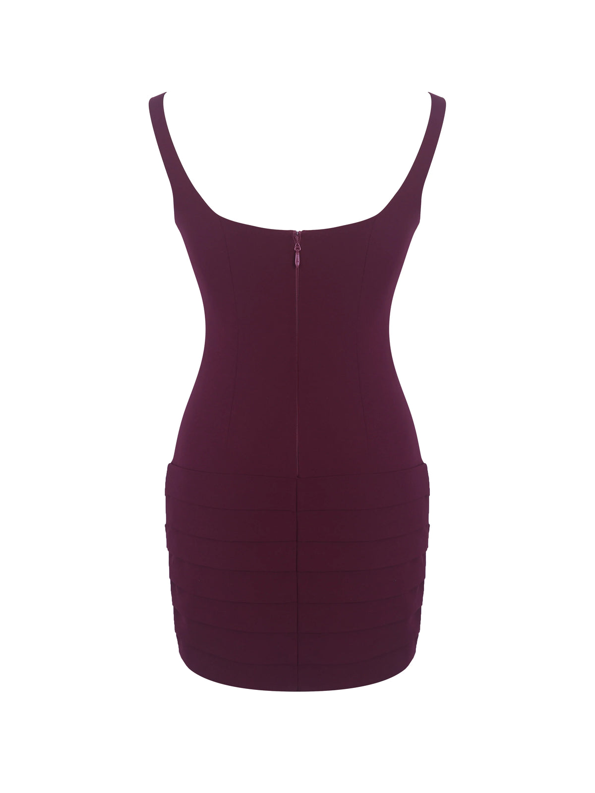 Tori Wine Red Pleated Mini Dress with Chiffon Scarf