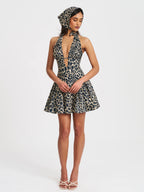 Mackenzie Cheetah Print Halter Linen Mini Dress