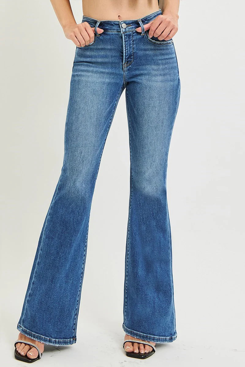 Nina Mid Rise Flare Jeans