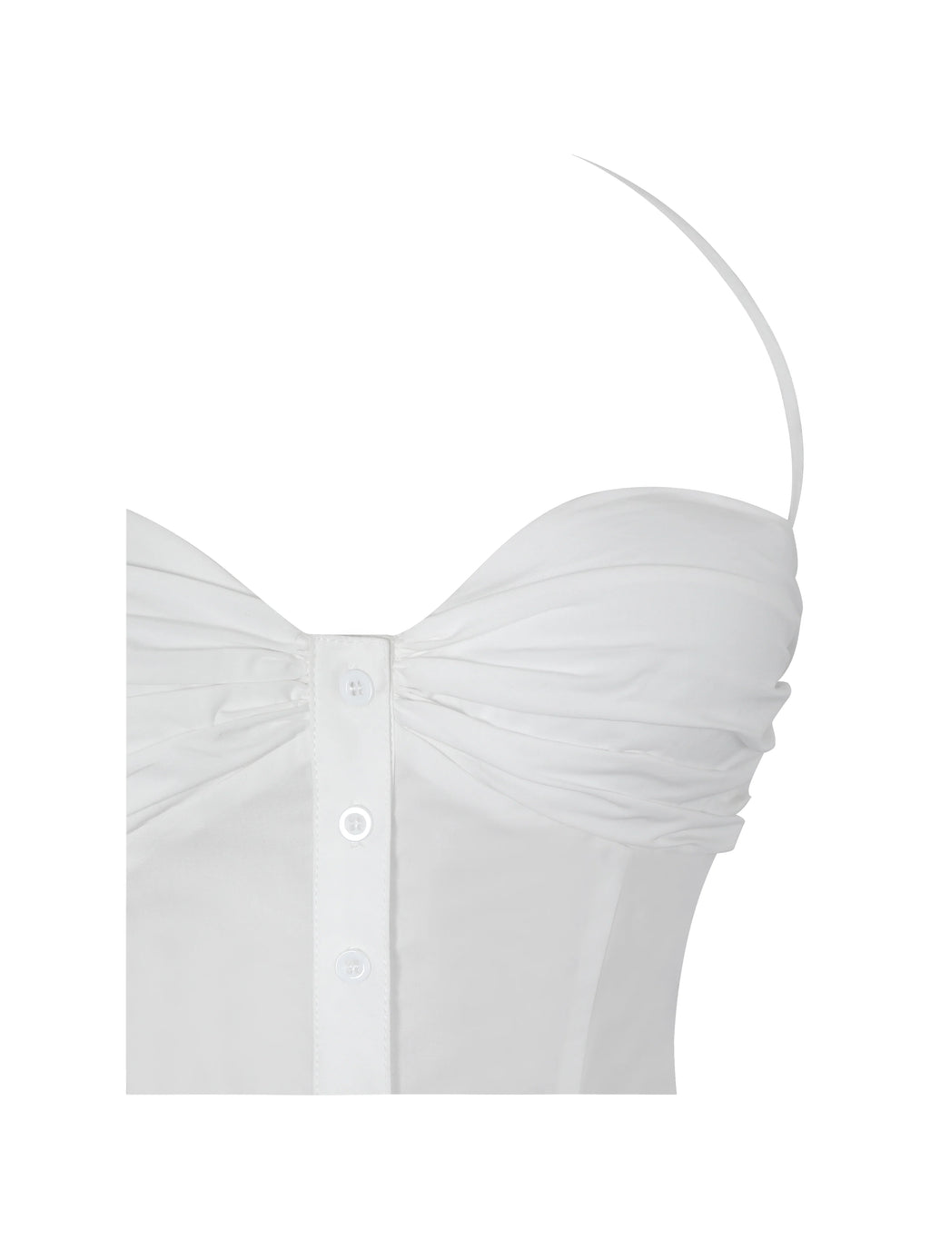 Waverly White Cotton Poplin Button Front Sweetheart Halter Top