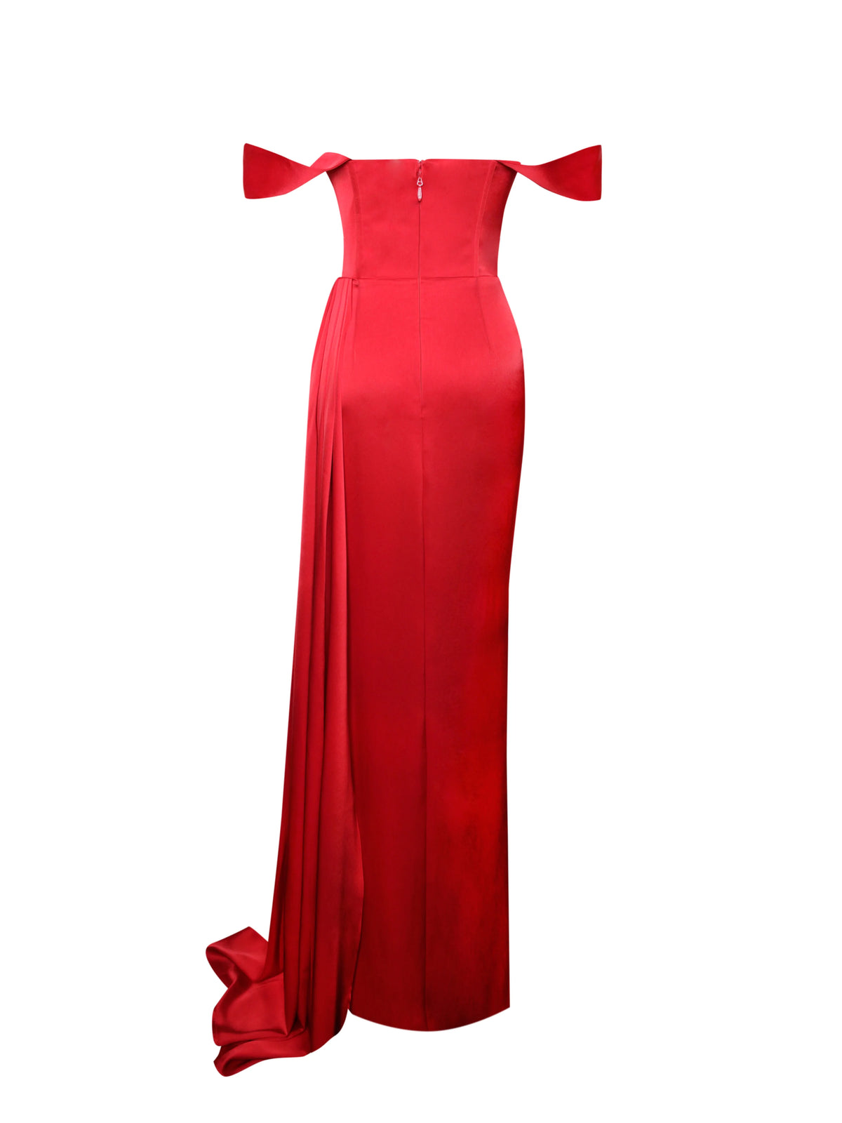 Zayda Red High Slit Corset Satin Gown Archive Sale