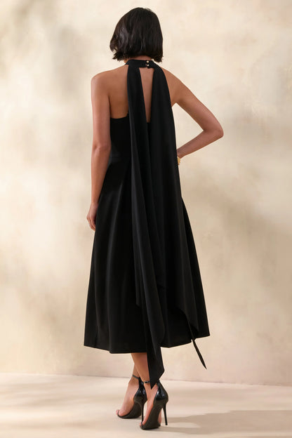 Rhode Black Halter Neck Midi Dress