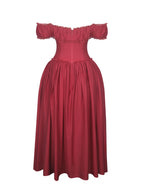 Xavy Crimson Off Shoulder Corset Midi Dress