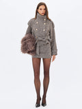 Sandra Brown White Herringbone Mini Skirt