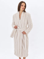 Celine Soft White Faux Mink Belted Longline Coat