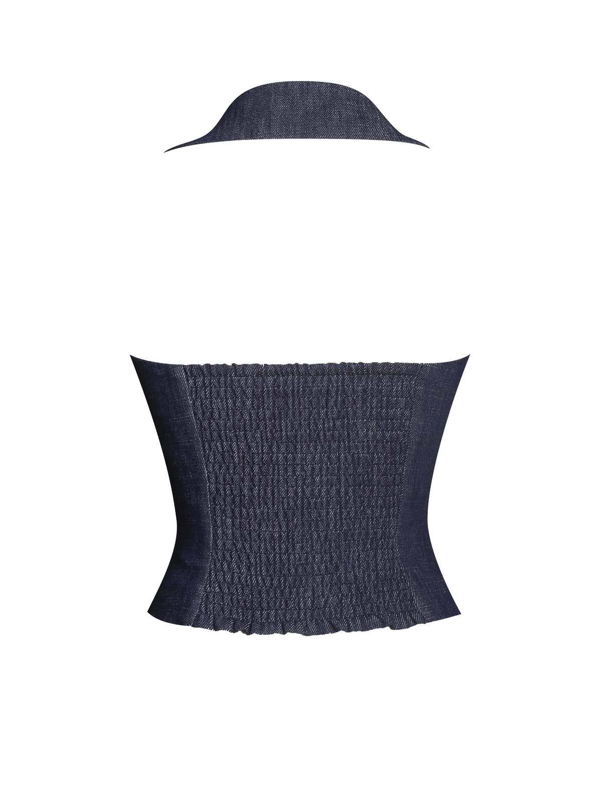 Rafaella Navy Cotton Denim Halter Lapel Top Archive Sale