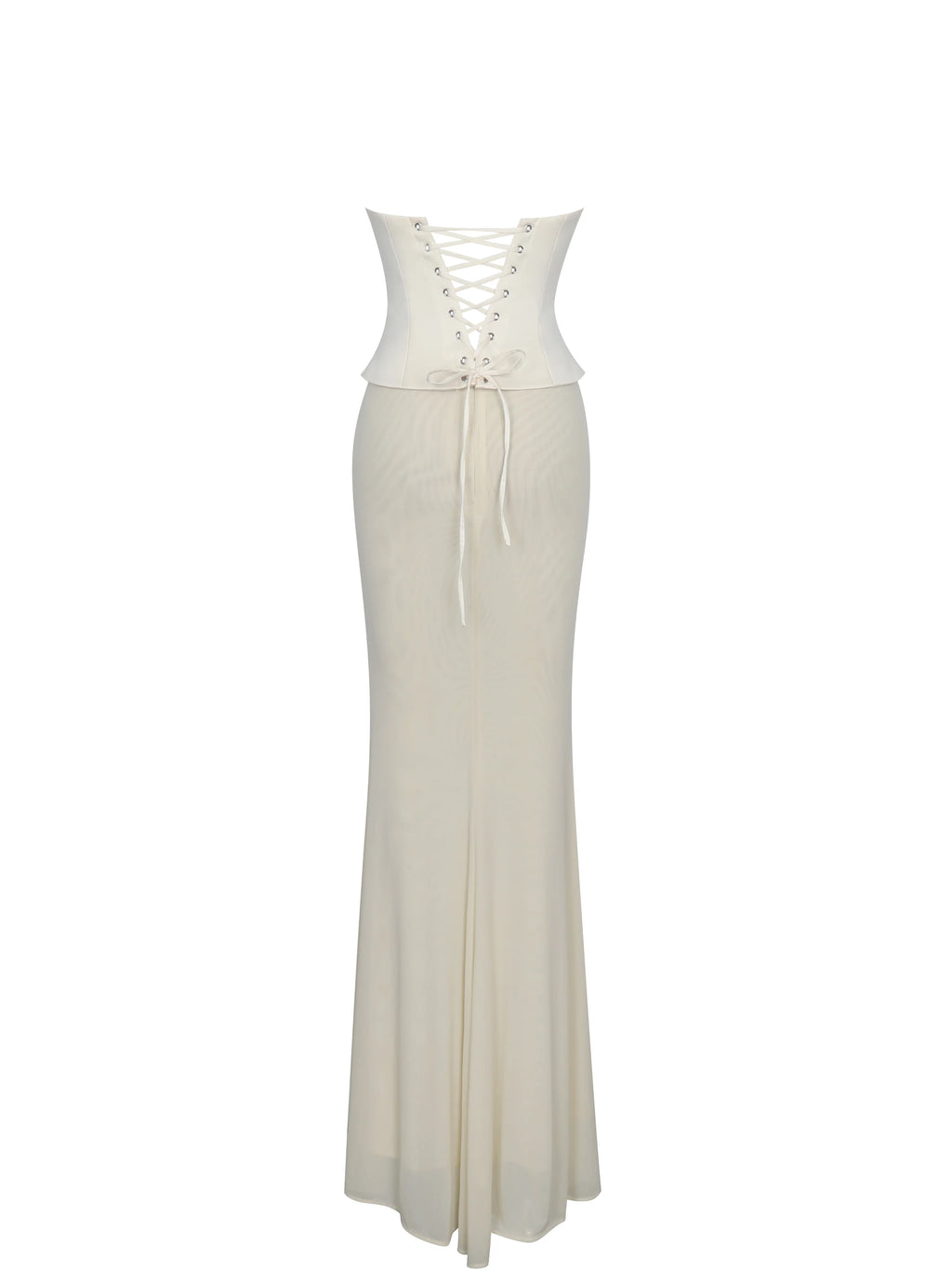 Adelina Butter Yellow Peplum Mermaid Gown with Lace up Back