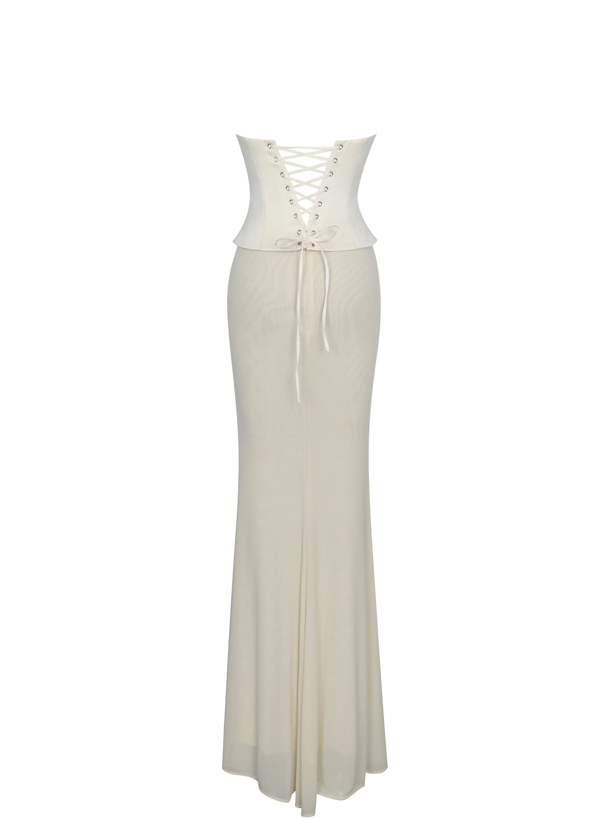 Adelina Butter Yellow Peplum Mermaid Gown with Lace up Back