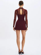 Natasha Burgundy Faux Two Piece Turtleneck Mini Dress