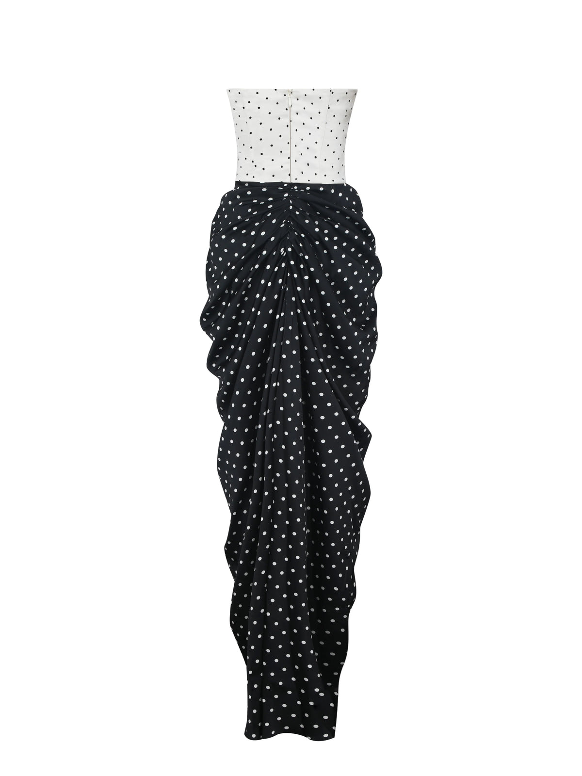 Tamryn Black White Polka Dot Sweetheart Maxi Dress