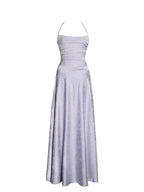 Raegan Taro Purple Jacquard Rouched Maxi Dress