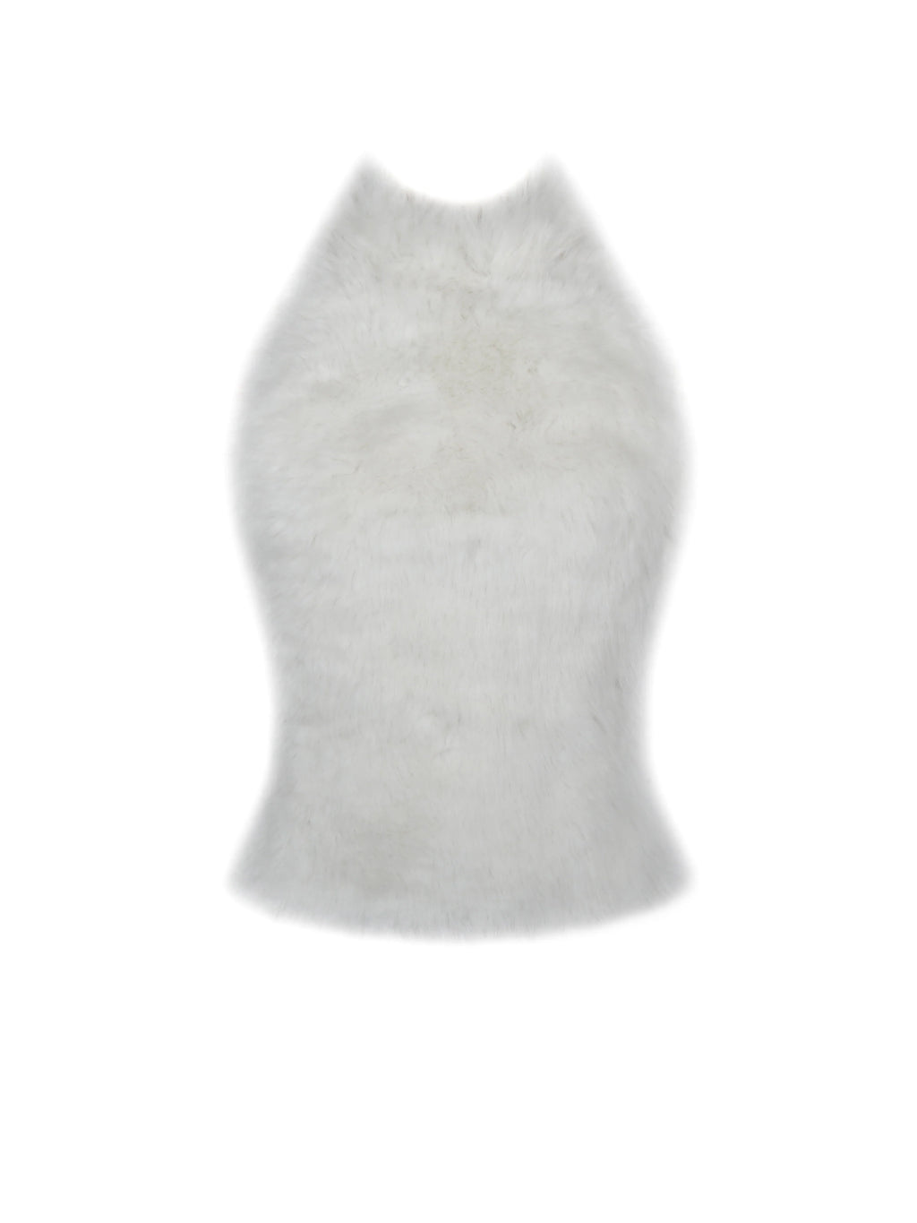 Oona White Backless Contoured Fur Halter Top