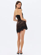 Vallory Deep Olive Crushed Velvet Asymmetrical Mini Dress