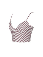 Xola Red White Chevron Striped Linen Cropped Top