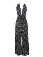 Oriana Black Polka Dots Halter Jumpsuit
