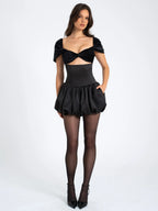 Gabby Black Velvet Top Bubble Hem Mini Dress Archive Sale