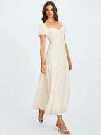 Pandora White Bubble Sleeve Backless Maxi Dress