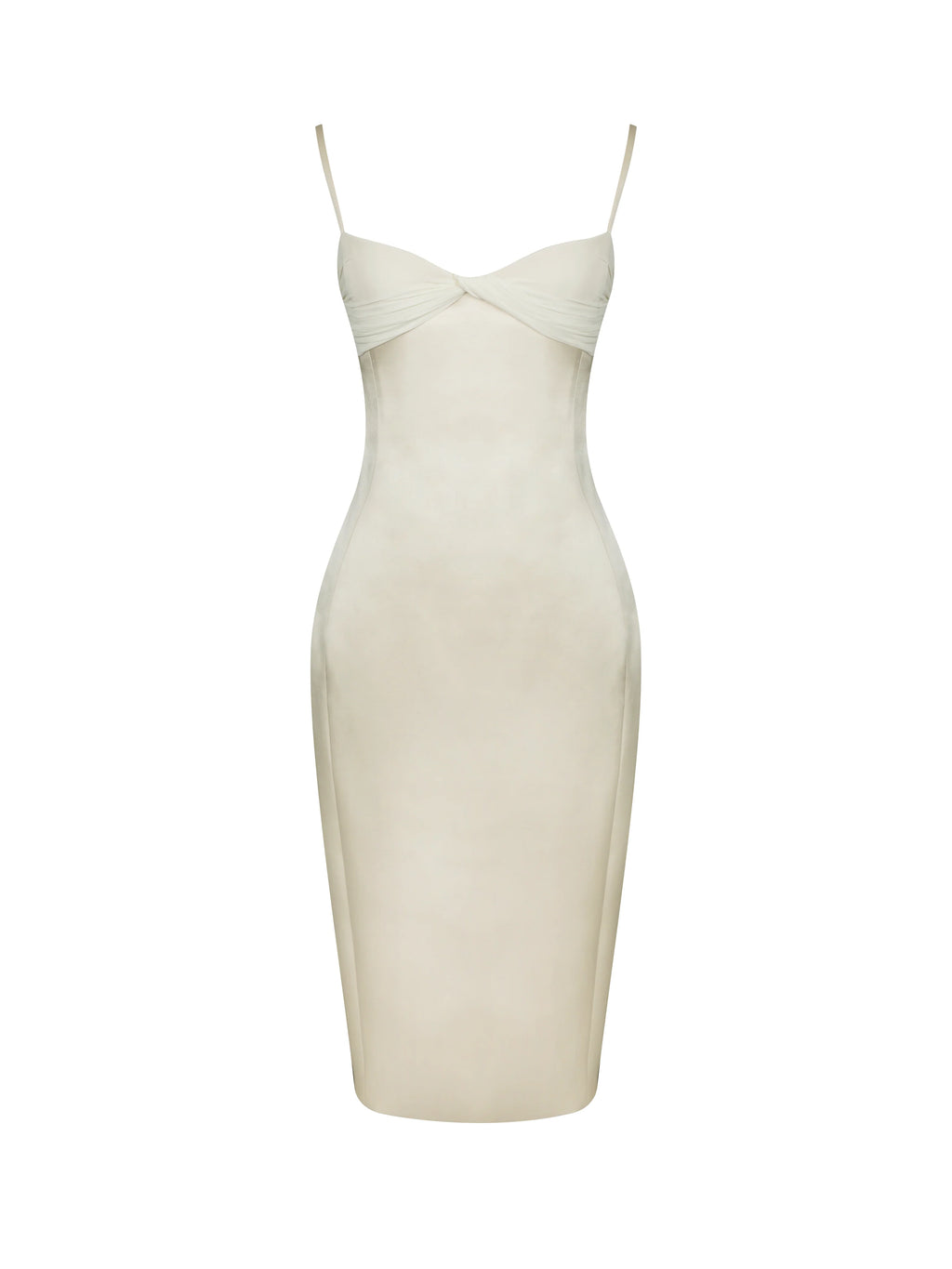 Gracie Butter Yellow Ruched Satin Midi Dress