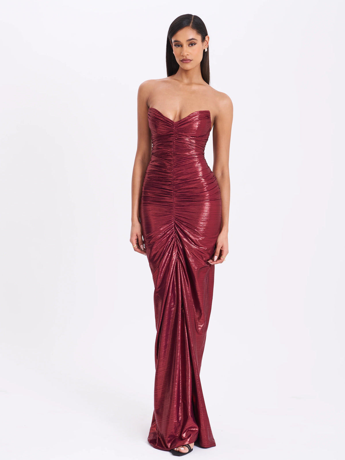 Sable Ruched Burgundy Glitter Mermaid Gown – Maymolly